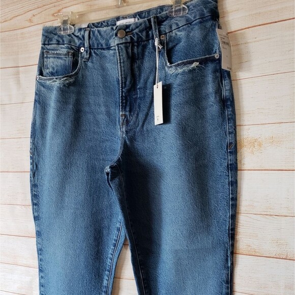 Good American Good Vintage High Waist Distressed Denim Jeans Cotton/Elastane - Picture 2 of 7